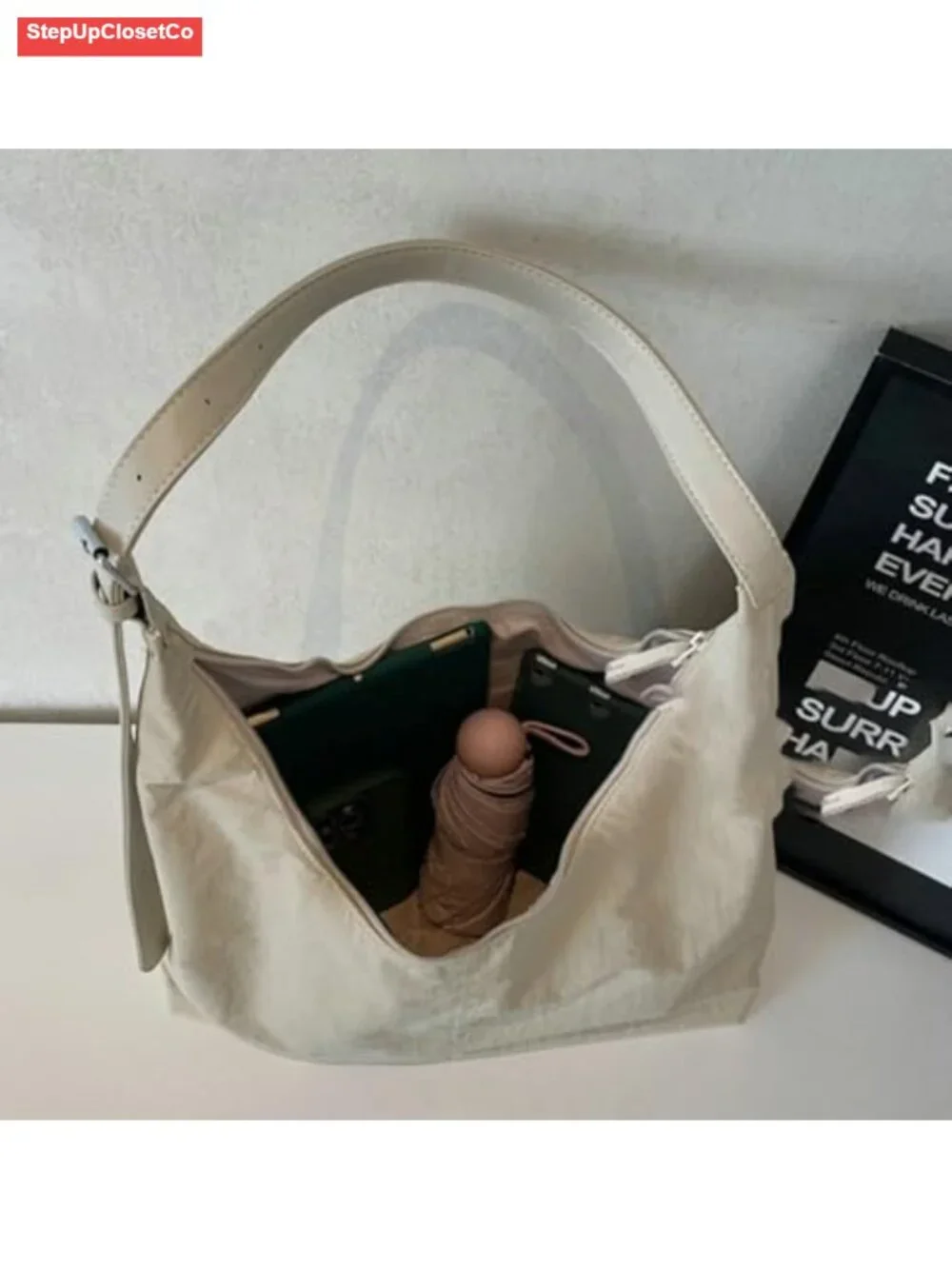 Slouchy Nylon Tote Bag Women Crossbody Underarm Shoulder Hobo Satchel College